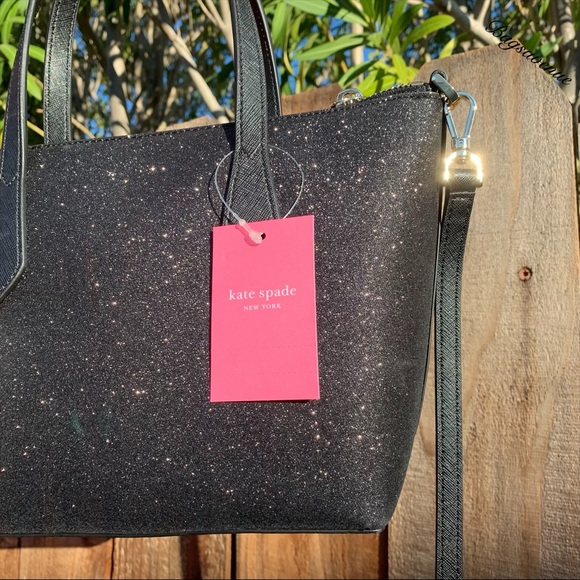 Kate spade NWT joeley glitter small black satchel - Picture 4 of 8